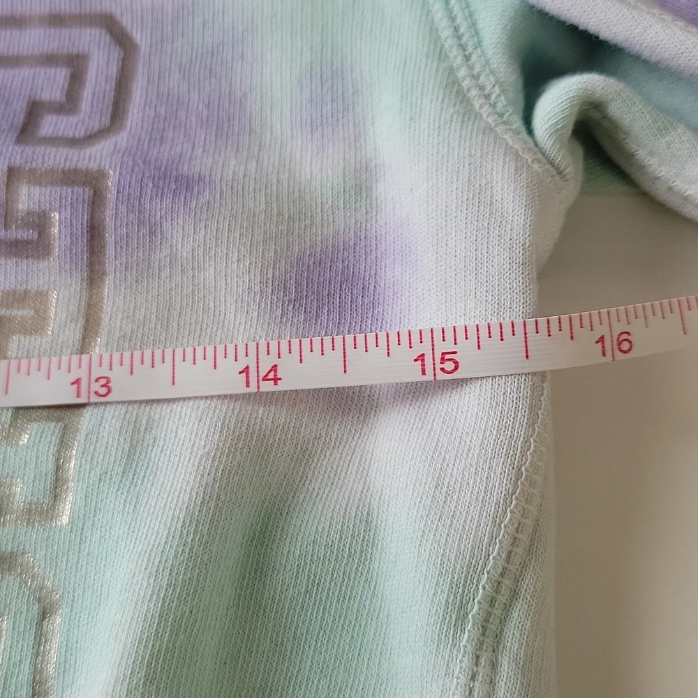 Justice Girls Size 7/8 Small Purple Tie Dye Cropped Drawstring Pullover